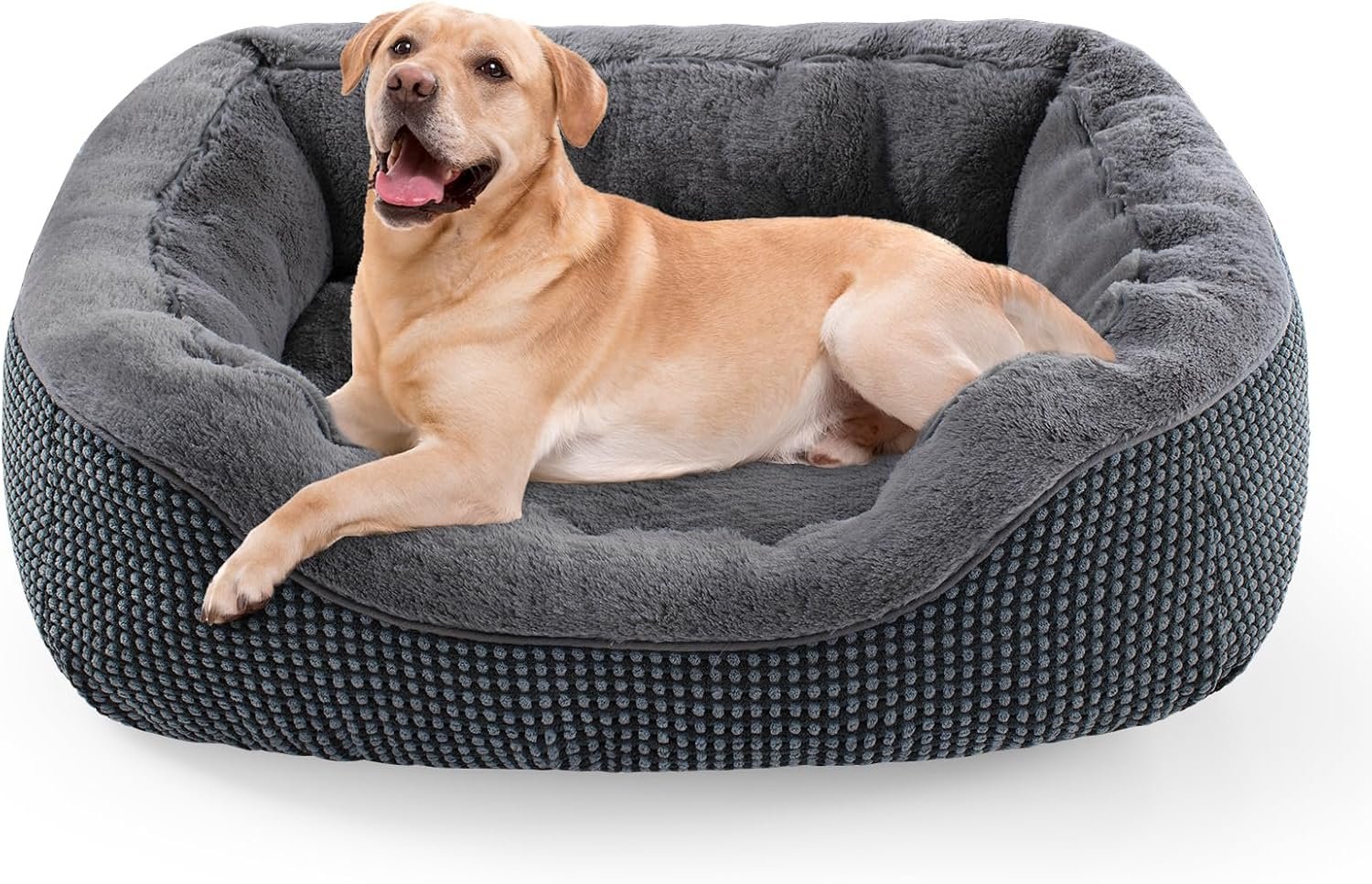 INVENHO Large Dog Beds for Large Dogs Washable, Rectangle Dog Beds Large Sized Dog, Orthopedic Dog Bed, Warming Soft Sleeping Puppy Bed Durable Pet Bed with Anti-Slip Bottom L(35″x25″x10″)