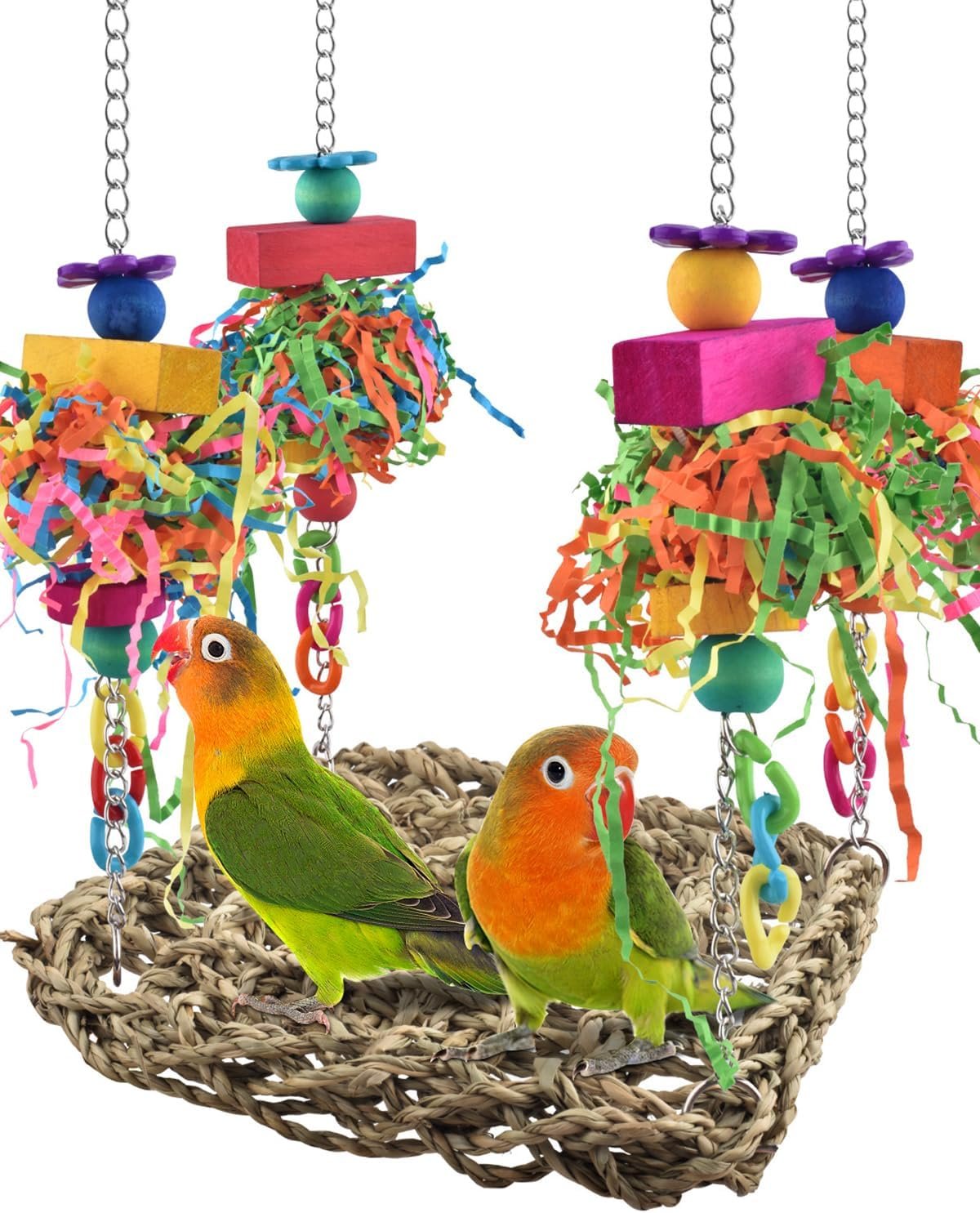 KATUMO Bird Toys, Grass Swing Hammock Climbing Toy for Parrot Parakeet