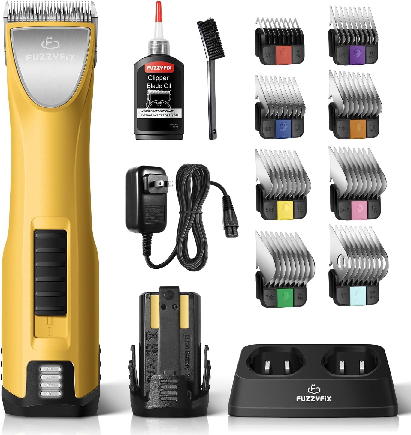 Professional Dog Clippers for Grooming with Replacement Power Unit | ow Noise Pet Grooming Kit for Thick Curly Matted Heavy Coats Cordless Hair Trimmer with 8 Metal Guide Combs for Animal Horse