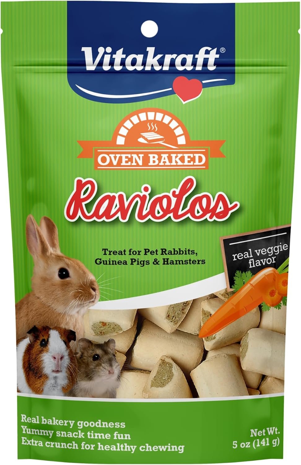Vitakraft Raviolos Crunchy Treat for Rabbits Guinea Pigs and Hamsters 5oz Biscuit Filled Snack With Veggie Center Wholesome Daily Nutrition Your Pet Is More Than a Pet Give Them What They Deserve