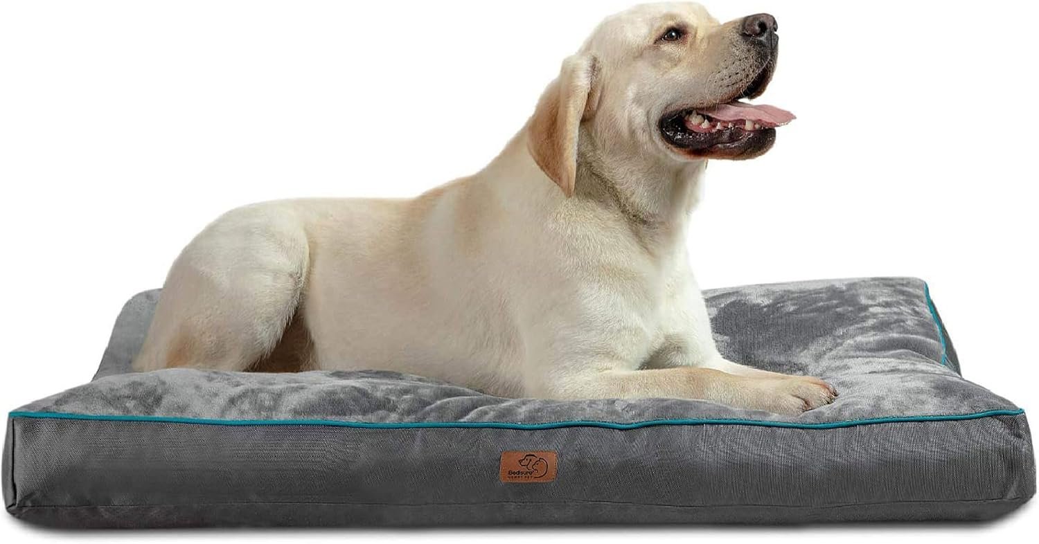 Bedsure XL Washable Dog Bed – 3 Inch Thicken Up to 100lbs Pet Mat Pillows with Removable Washable Cover, Grey