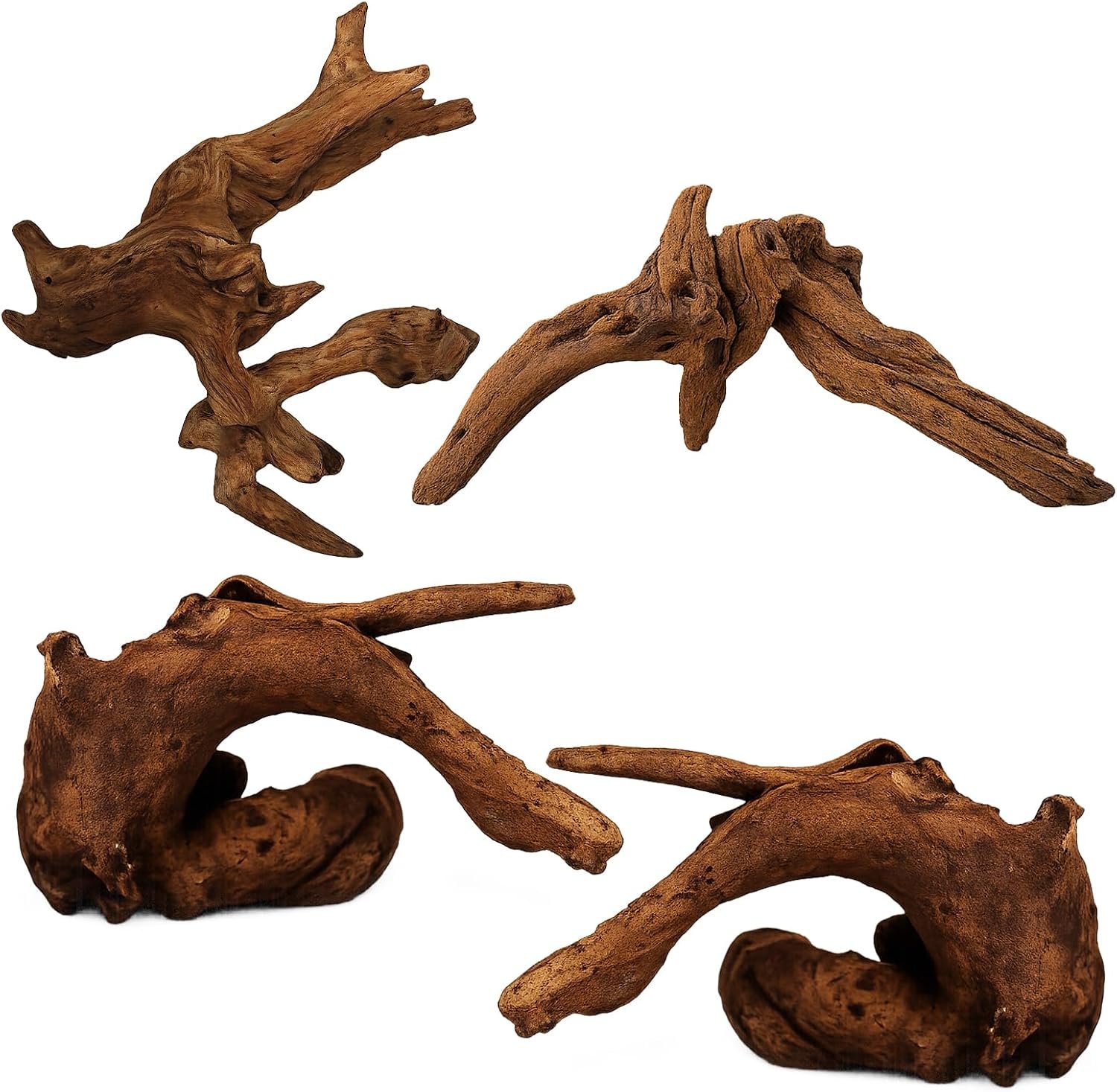 4PCS Driftwood for Aquarium, 1.96”-5.91” Aquarium Driftwood, Fish Tank Driftwood, Ideal for Fish Tanks, Freshwater Aquariums, Terrariums（Random Style）