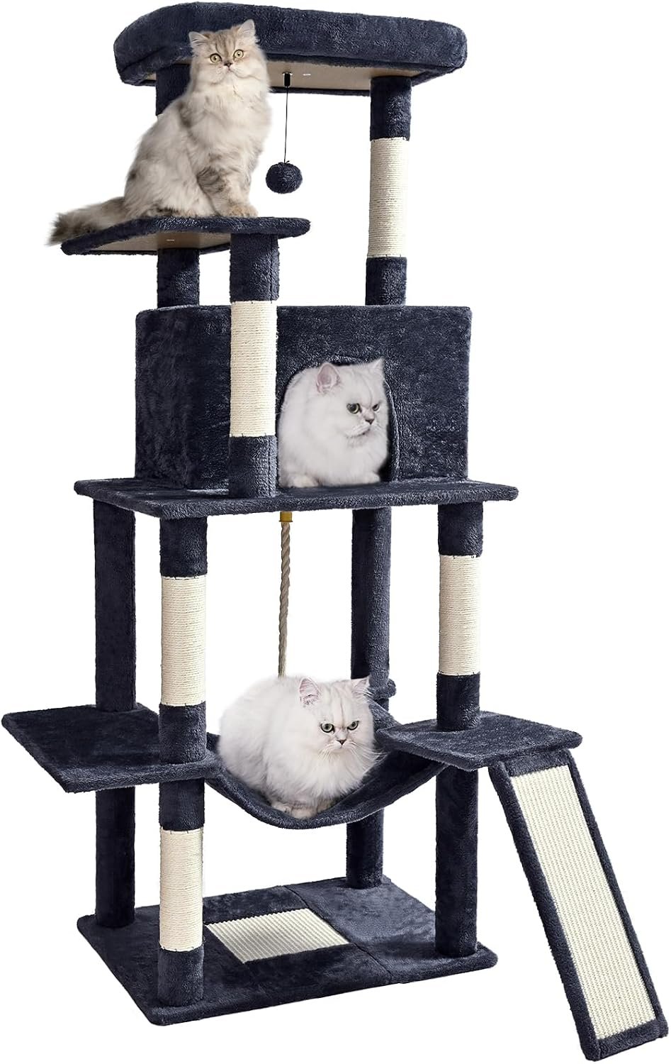 ABCPET 63″ Multi-Level Cat Tree Tower for Indoor Cats, Dark Grey