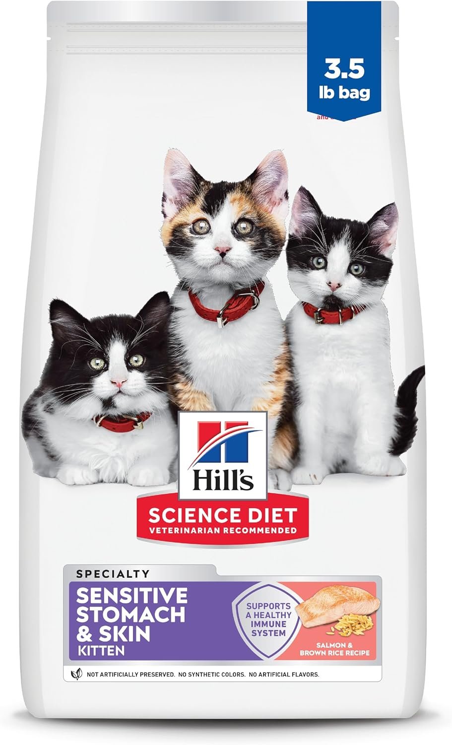 Hill’s Science Diet Kitten Formula Sensitive Stomach & Skin Dry Cat Food | #1 Veterinarian Recommended, Salmon & Brown Rice, 3.5 lb. Bag