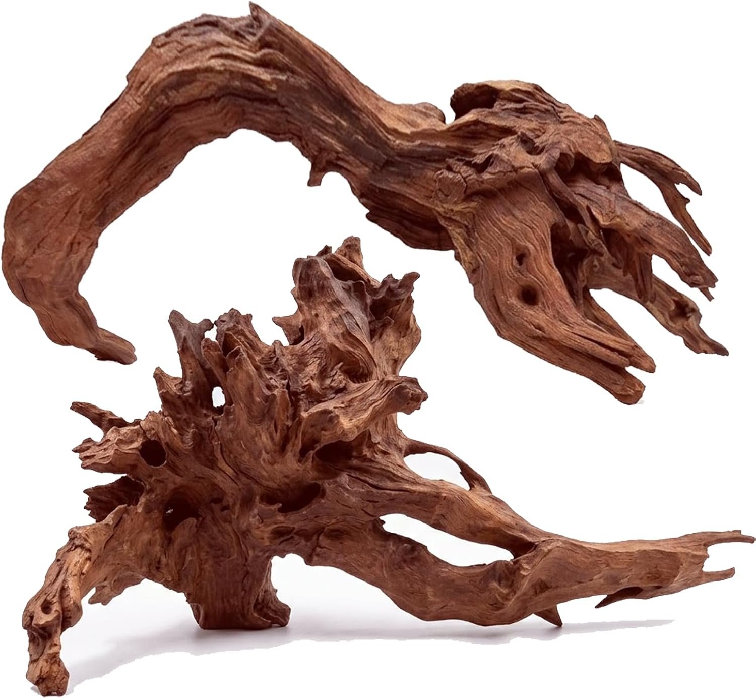 2-Piece 10-14 inch Natural Aquarium Driftwood Decorations – Aquascape Decor for Fish Tanks, Betta Hideouts, Reptile Enclosures & Plant Attachment