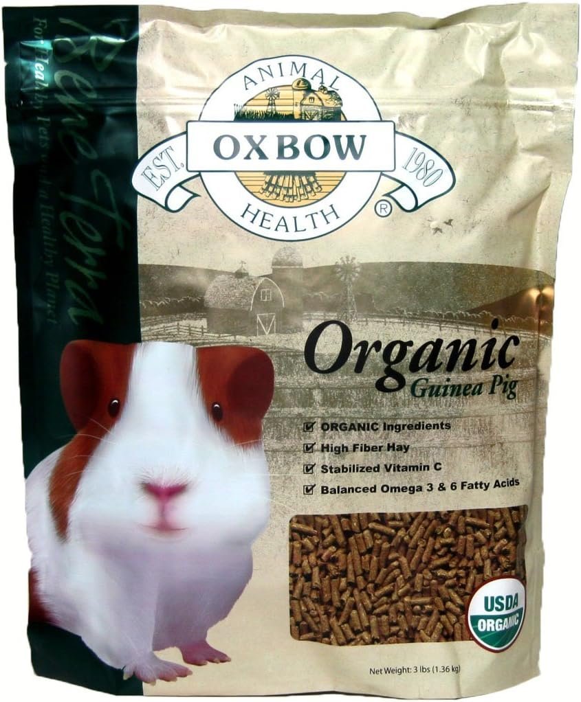 Oxbow Organic Adult Guinea Pig Food, Guinea Pig Pellets, Vitamin C, 3 lb