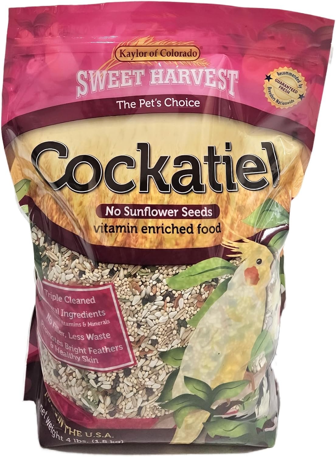 Cockatiel Bird Food (No Sunflower Seeds), 4 lbs Bag – Seed Mix for Cockatiels