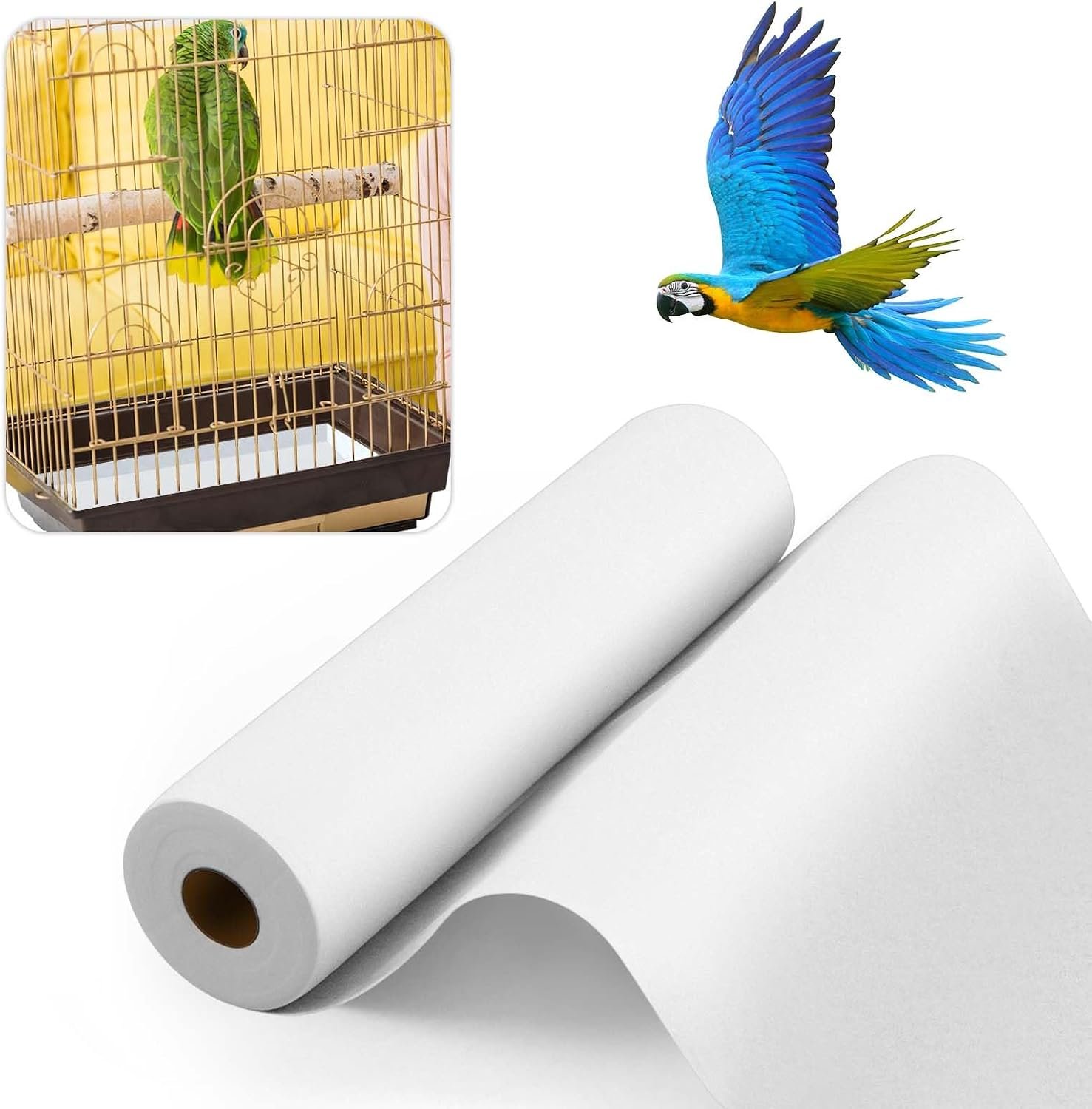 Drydiet Cage Liner for Birds, 100 ft x 11 Inch, Parakeet Cage Liners | Disposable, Precut Absorbent Bird Paper Accessories, for Pet Animal, Parrot, Parakeet, Conure, Superior Absorbent Liner