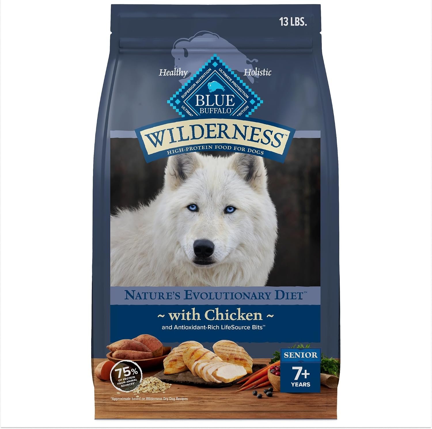 Blue Buffalo Wilderness Chicken & Wholesome Grains Senior Dog Food, 14 lb