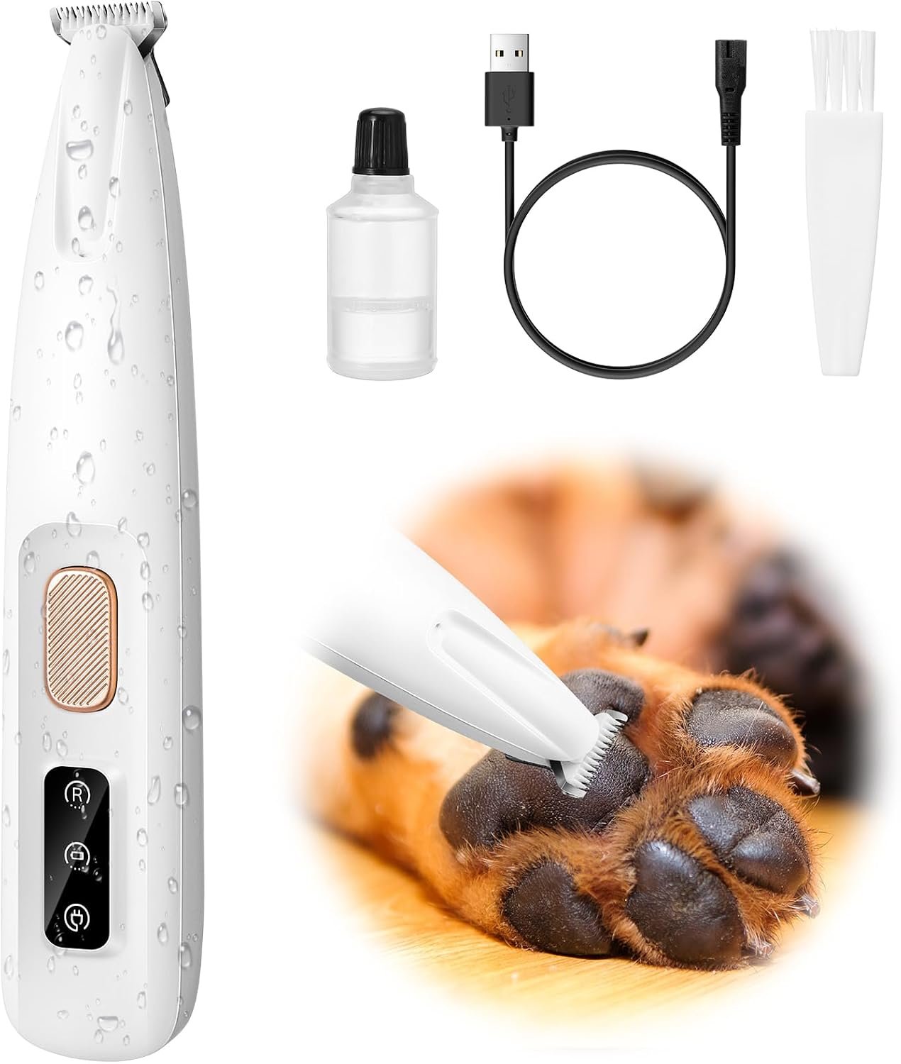 Palksky Dog Paw Trimmer, Upgraded 18mm-Blade Electric Dog Clippers for Groomming-with Led Display, Waterproof Pet Micro Precisiion Trimmer, Rechargeable Hair Shaver for Paws, Ears, Face, Rump-and Eyes