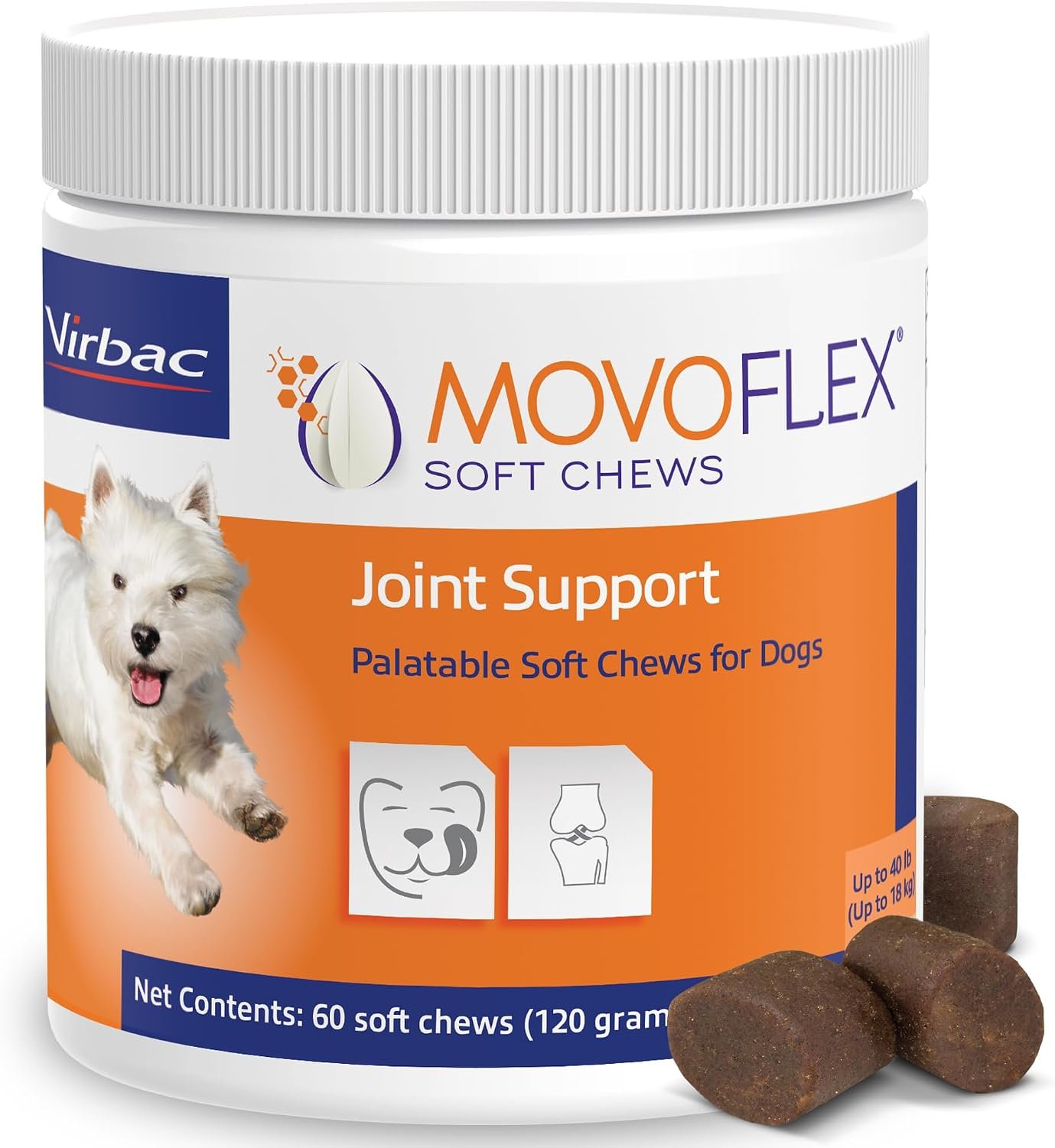 MOVOFLEX Joint Support Supplement for Dogs – Hip and Joint Support – Dog Joint Supplement – Hip and Joint Supplement Dogs – 60 Soft Chews for Small Dogs (By Virbac)