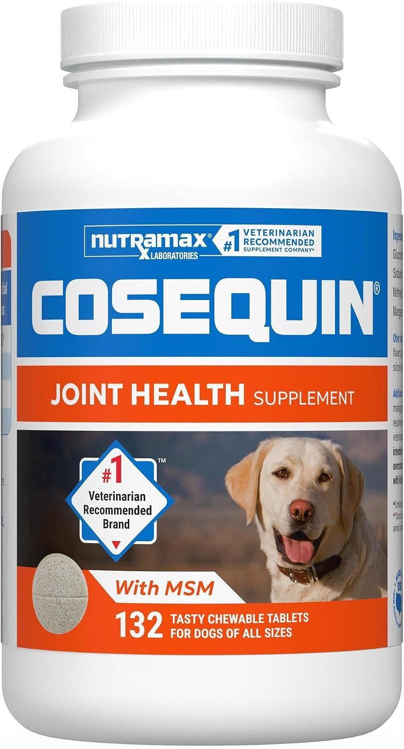 Nutramax Cosequin Joint Supplement for Dogs, Chewable Tablets, 132ct | Glucosamine + Chondroitin for Dogs with MSM, Supports Healthy Joints, All Breeds & Sizes, All Ages