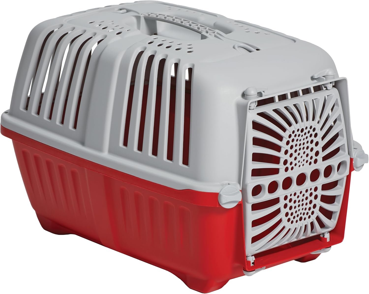 Midwest Homes Spree Travel Carrier, Small, Red – Dog & Cat Crate | Hard-Sided Pet Carrier, Plastic Door, Ventilated Design, Locking Tabs, Easy Assembly