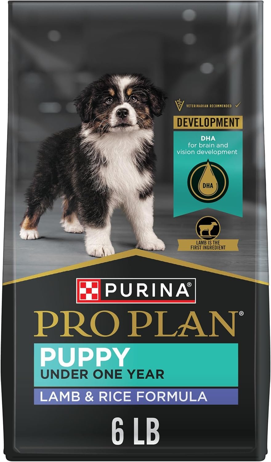 Purina Pro Plan High Protein, Healthy Puppy Food, Lamb & Rice, 6 lb Bag | For puppies under 1 year, supports brain, vision, and immune system development, real lamb is the first ingredient