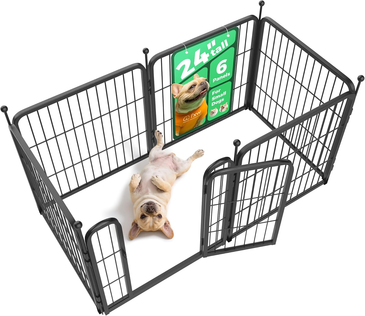 FXW Rollick Dog Playpen, Indoor, Yard & RV Camping, 24″ H, 6 Panels | Easy setup, Heavy-duty, DIY layouts, Walk-through gate, for Puppies & Small Dogs, Patented