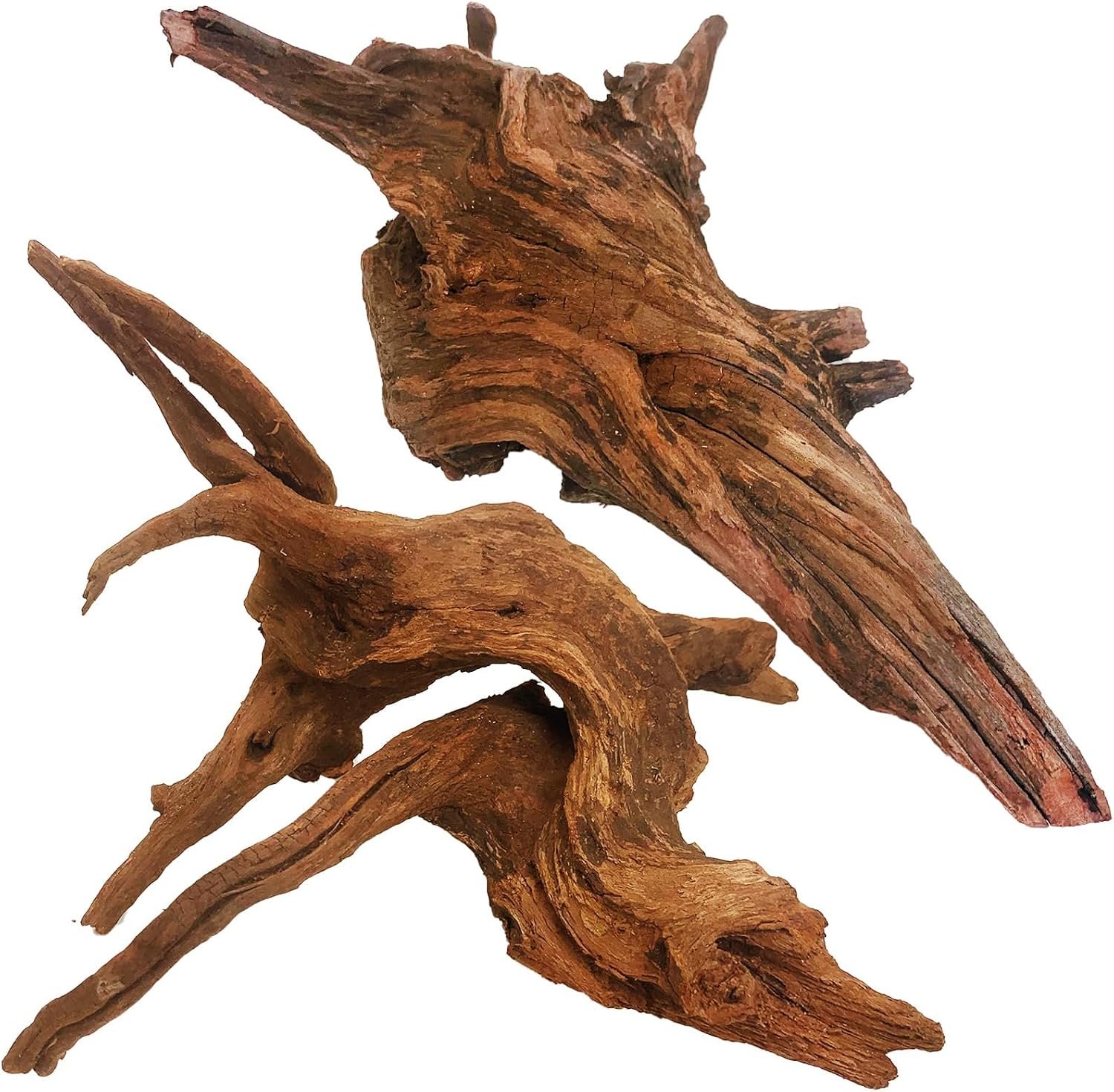 kathson Natural Large Aquarium Driftwood Decoration Branches Reptiles Terrarium Ornament Wood Fish Tank Habitat Decor Assorted Sizes Wood 2 PCS (10″-14″)