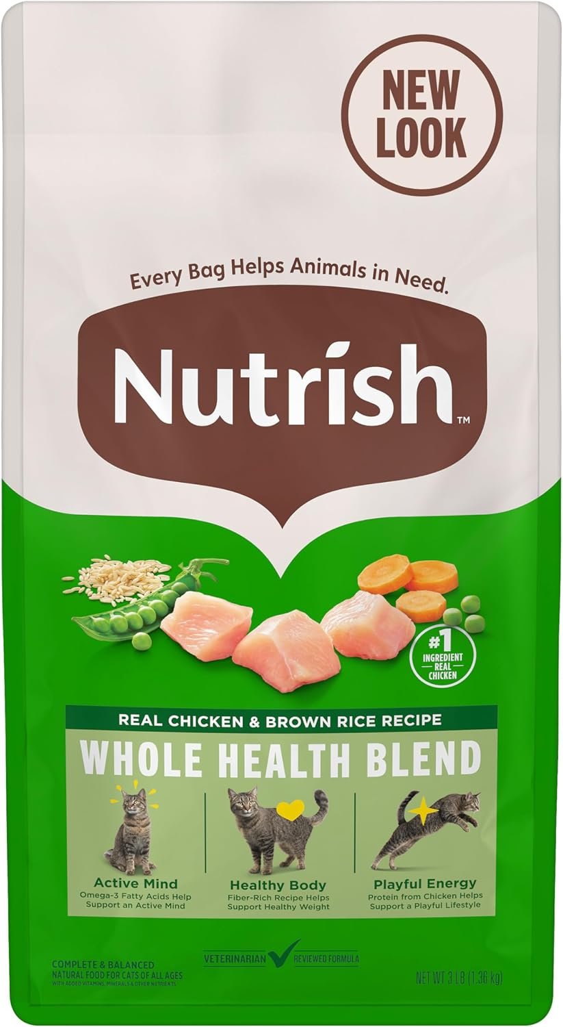 Nutrish Dry Cat Food, Chicken & Brown Rice Recipe, 3 lb. Bag (Rachael Ray)