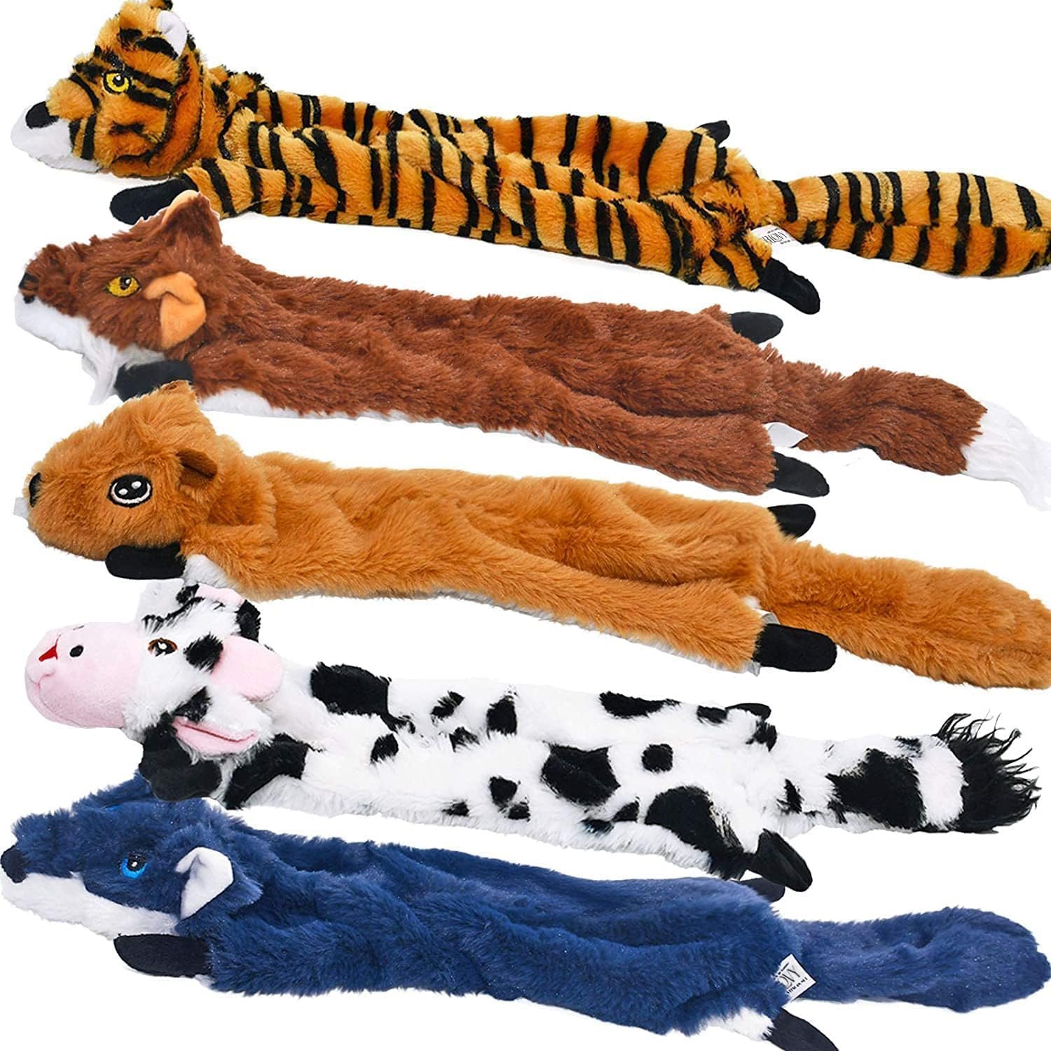 SHARLOVY Dog Squeaky Toys 5 Pack, Pet Crinkle Toy No Stuffing Animals Plush | Dog Chew for Large and Medium, Small Puppy Teething for Boredom