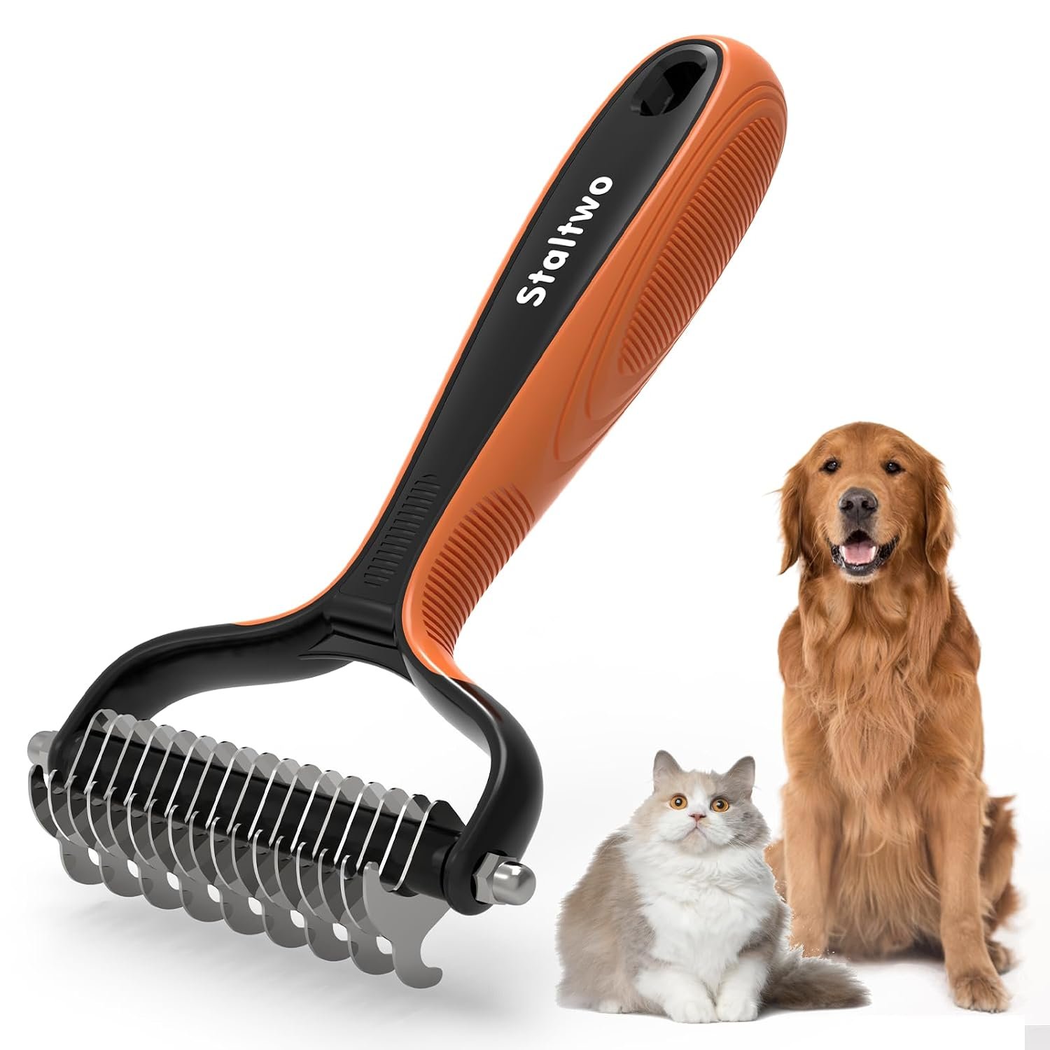 Staltwo Deshedding Dog Brush for Shedding, Undercoat Rake for Dog&Cat