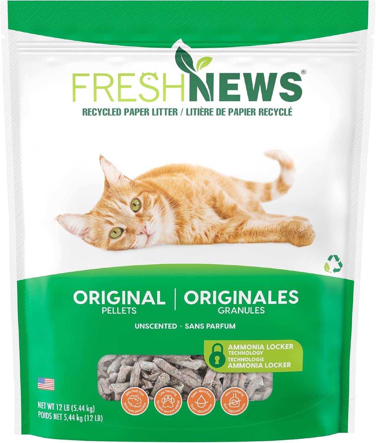 Fresh Pellet Non-Clumping Paper Cat Litter, 12 Pound