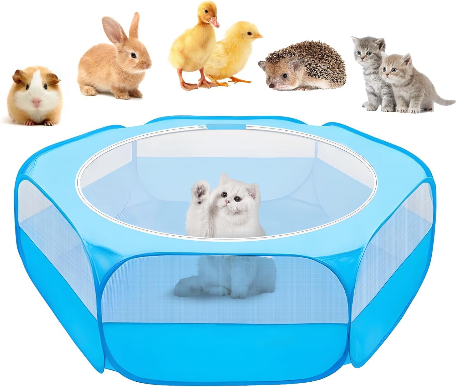 UWE Small Animal Playpen, Waterproof Foldable Pet Playpen, Blue