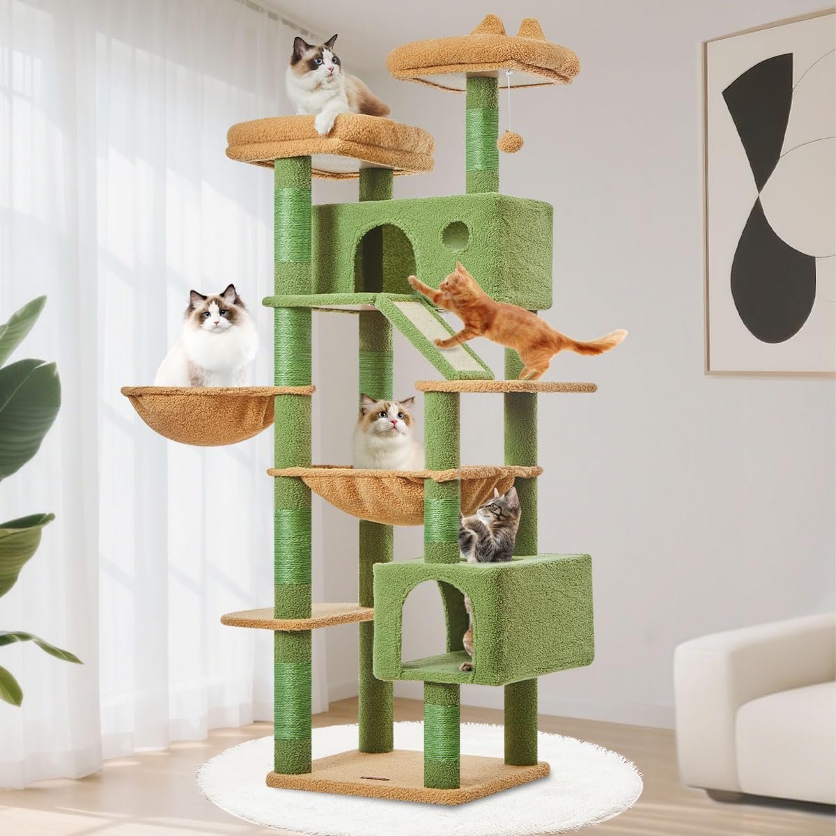 Taoqimiao Cactus Cat Tree, 71 in Extra Large Cat Tower for Inddor Cats