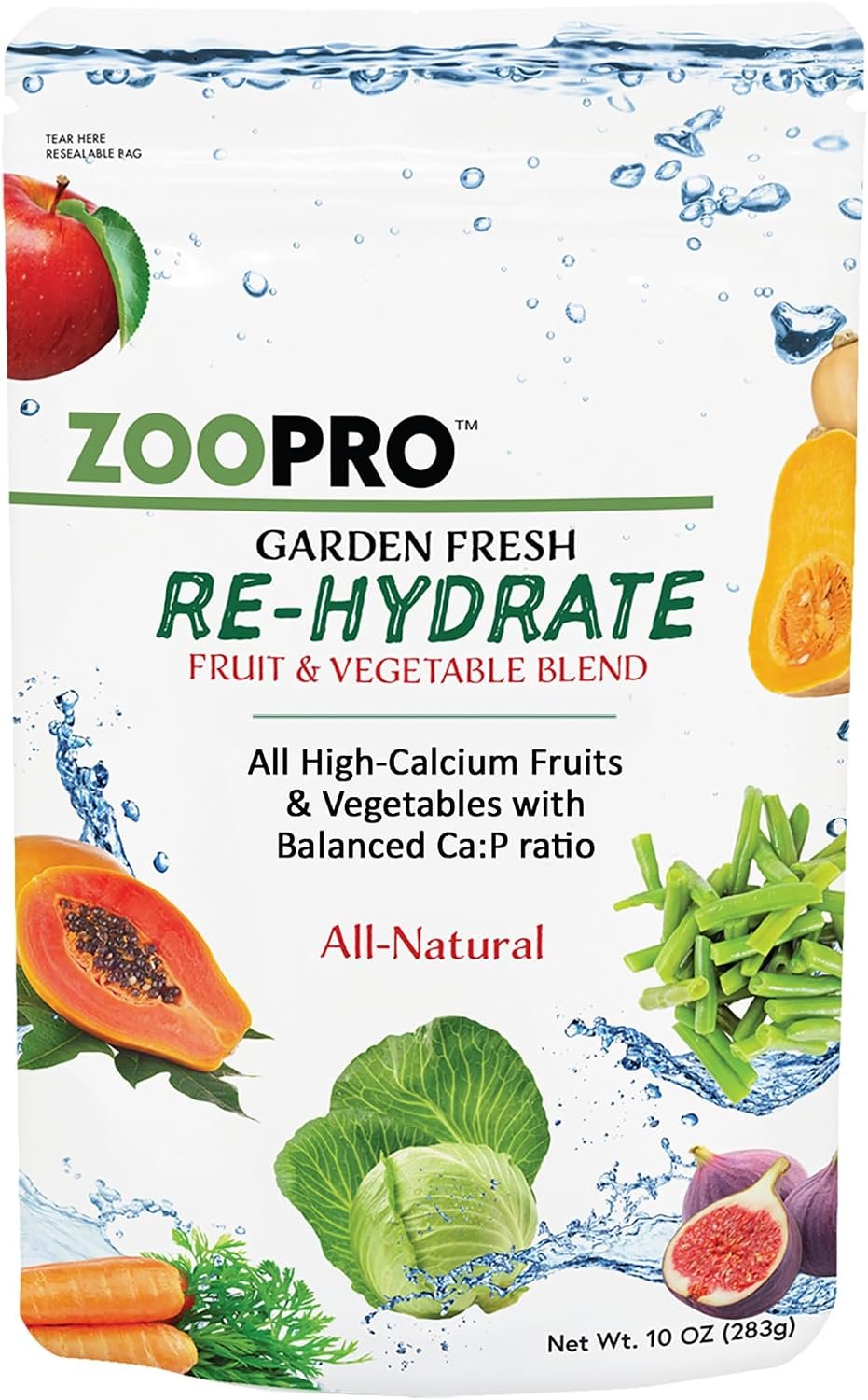 Exotic Nutrition Garden Fresh Re-Hydrate – High Calcium Dried Fruit & Vegetable Mix – for Sugar Gliders, Marmosets, Parrots, Conures, Iguanas, Turtles, Lizards, Bearded Dragons, & Other Small Pets