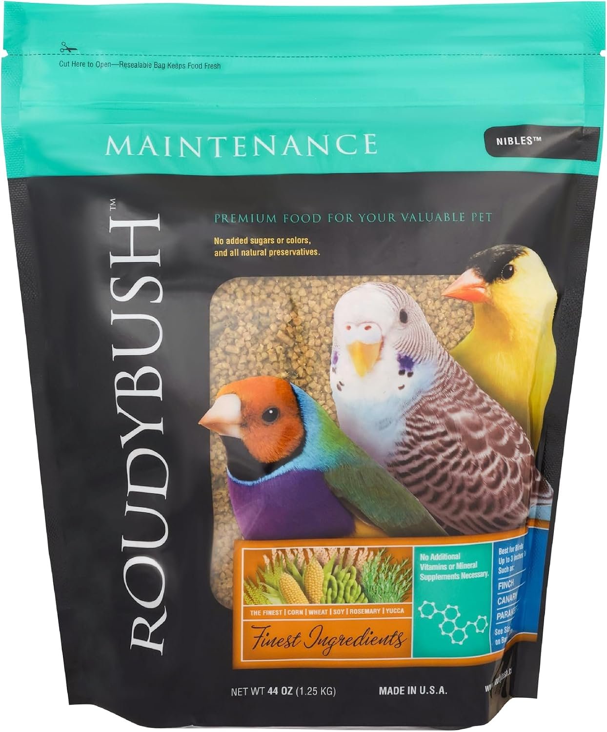 RoudyBush Daily Maintenance Bird Food, Nibles Pellets, 44 oz