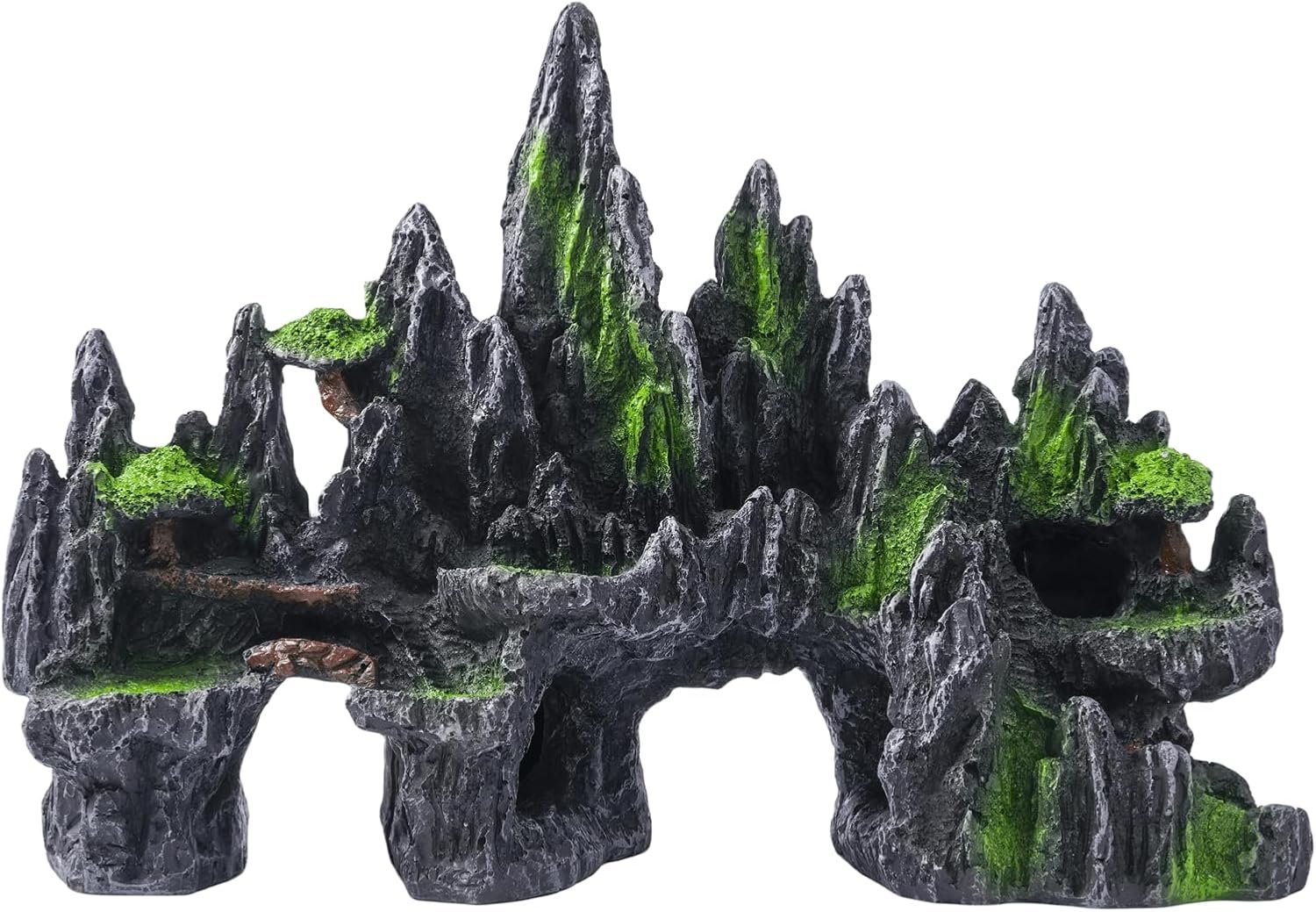Large Fish Tank Decorations – Mountain View Aquarium Ornament with Tree House Cave Bridge,Large