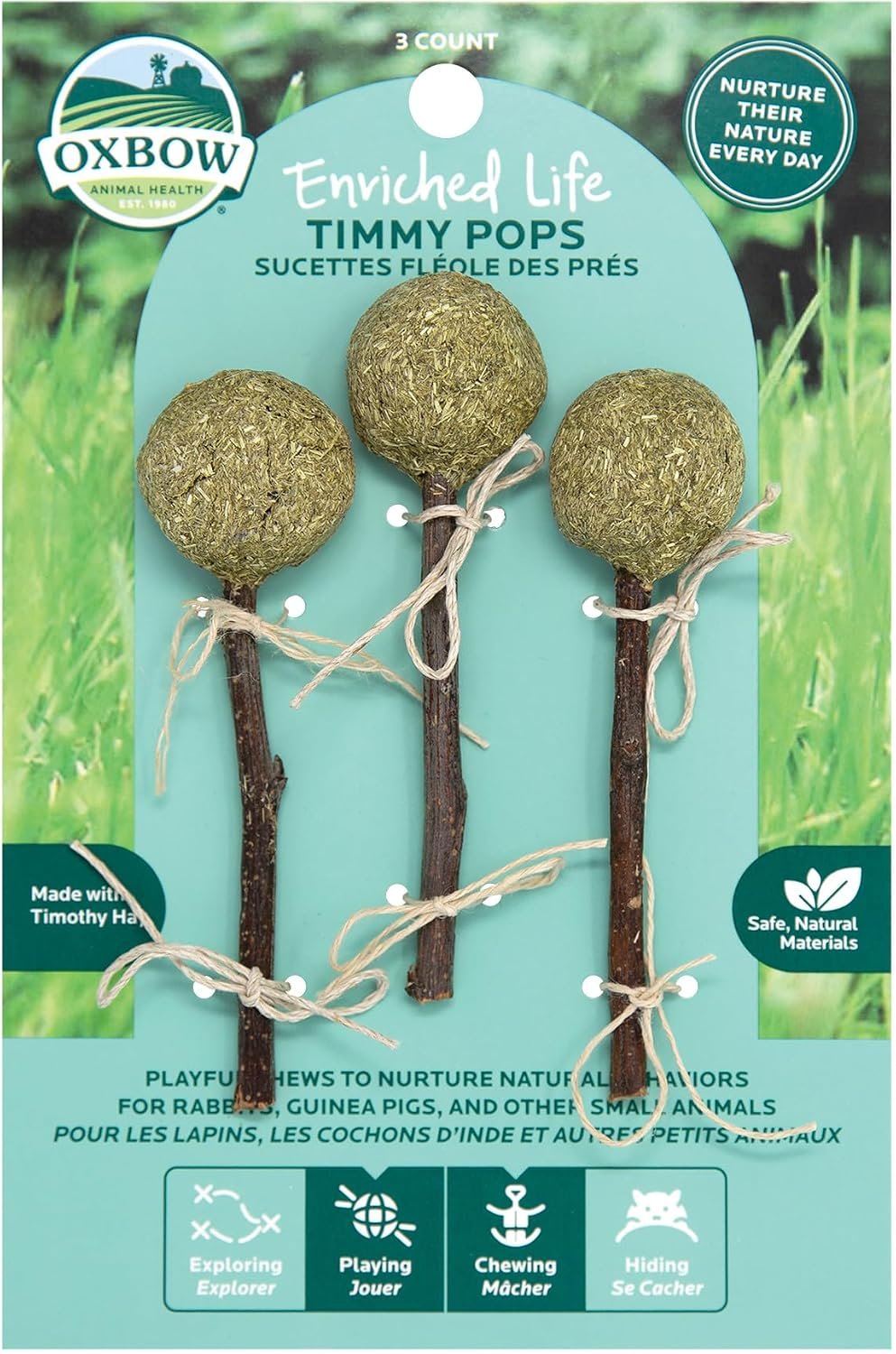 Oxbow Timothy Hay Pops, Rabbit & Guinea Pig Toys, Bunny Enrichment Toys