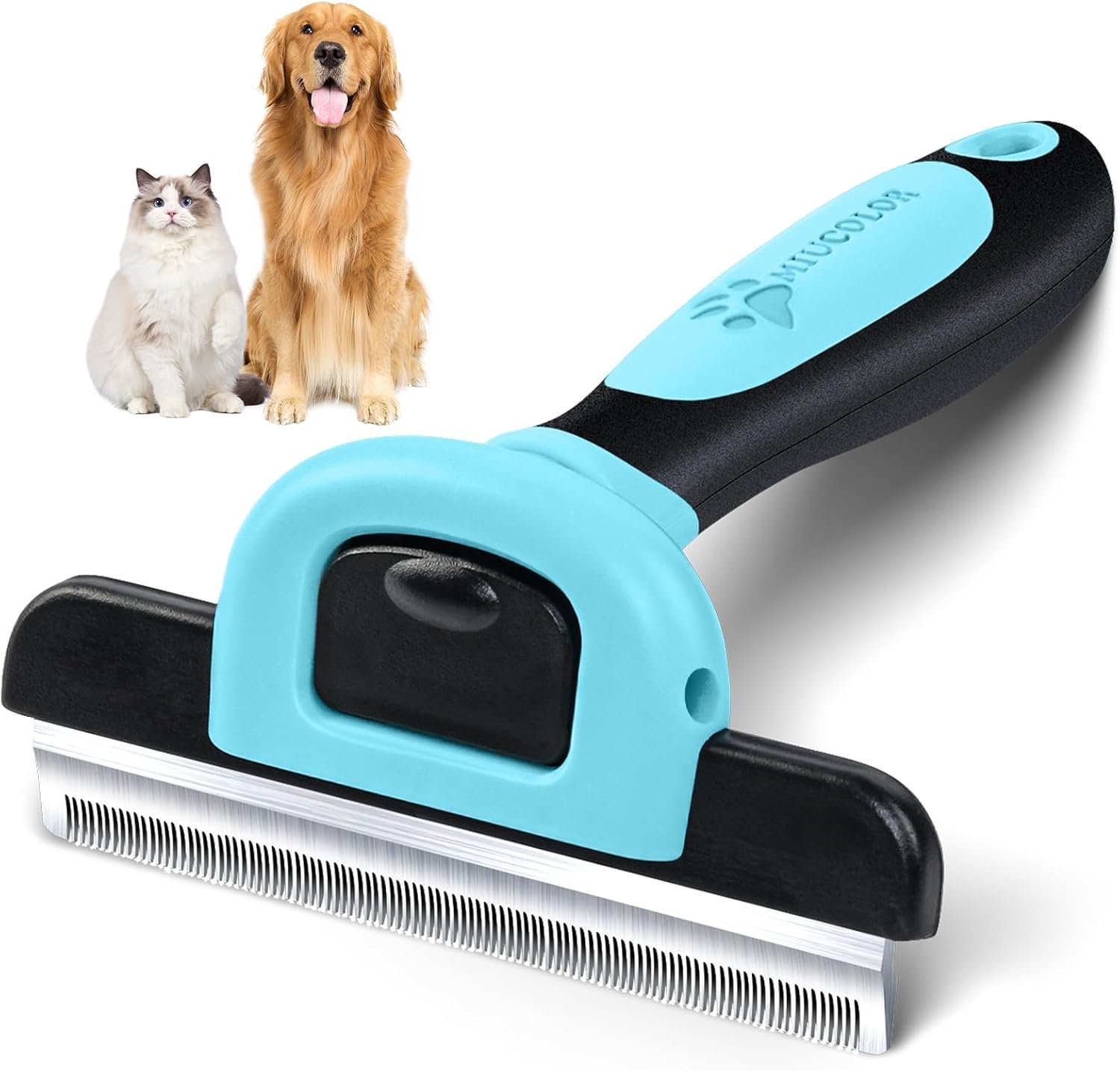 MIU COLOR Pet Grooming Brush, Deshedding Tool for Dogs & Cats, Blue