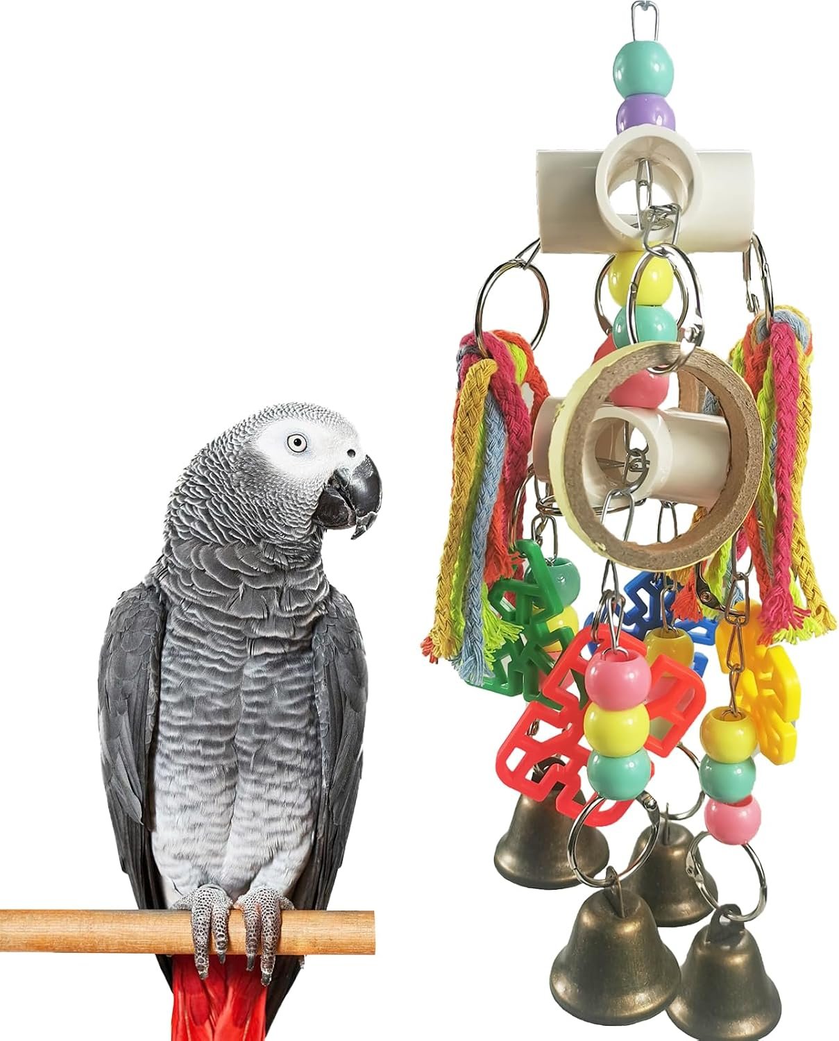 Parrot Toys Hanging Interactive Chew Toys | Bird Toys, Suitable for Small and Medium-Sized Parrots, African Grays, Cockatoos, Cokatoos, Amazon Parrots