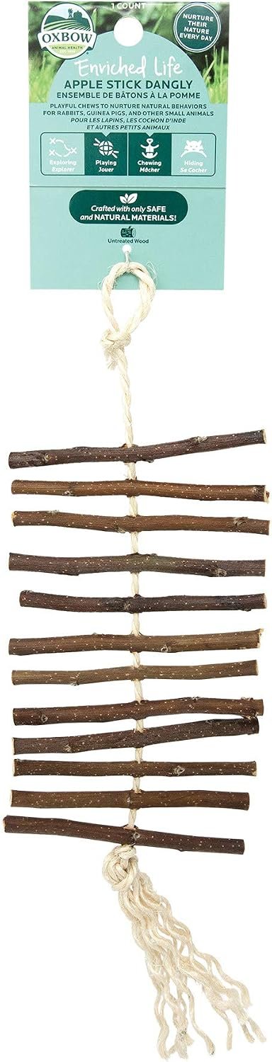 Oxbow Apple Stick Dangly, Rabbit & Guinea Pig Toy, Bunny Enrichment Chew