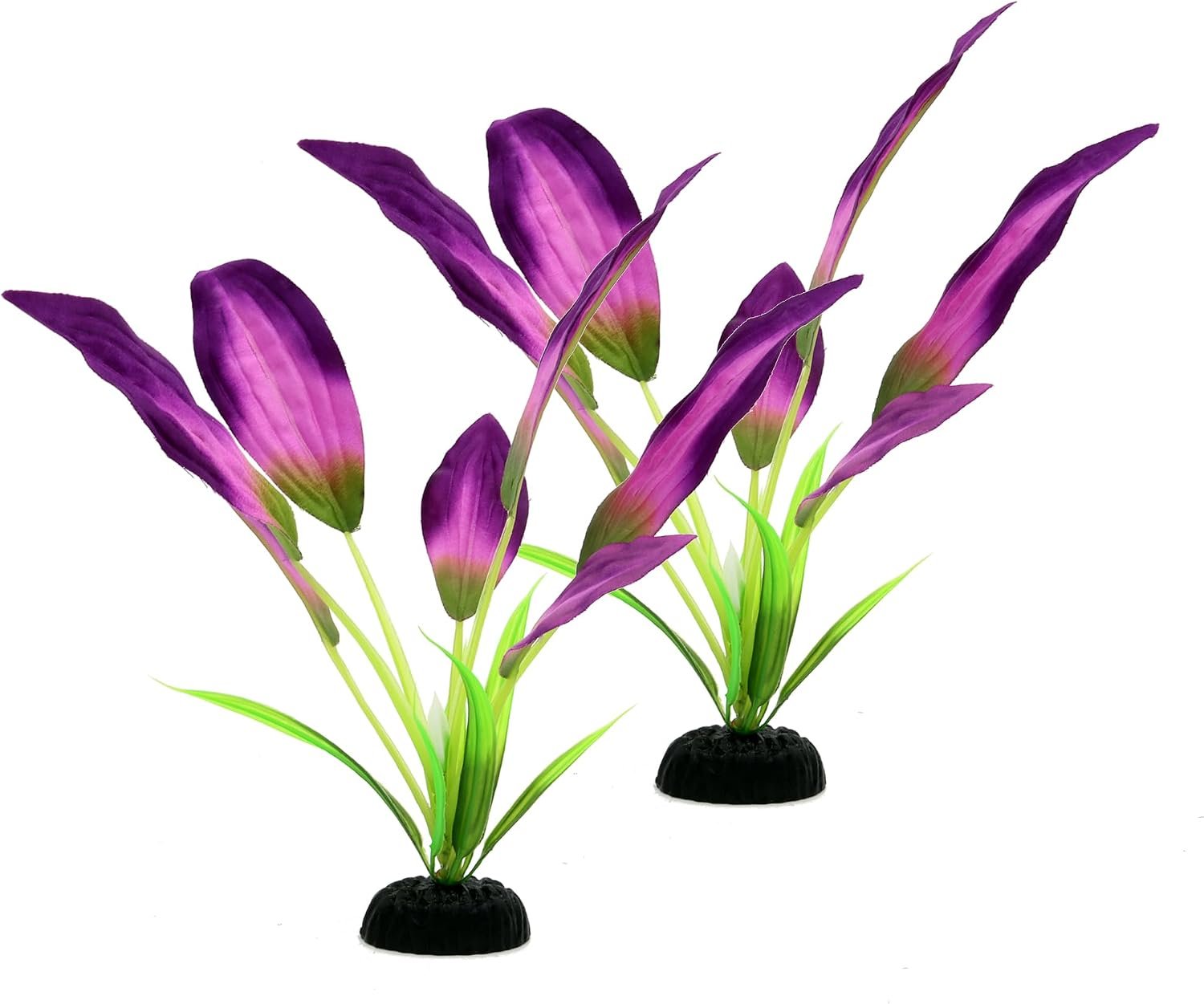 Silk Aquarium Plants for Betta Fish Tank, Purple, 8 Inch, 2 Pcs | Aquatic Water Grass Decoration, Small Silk Plant