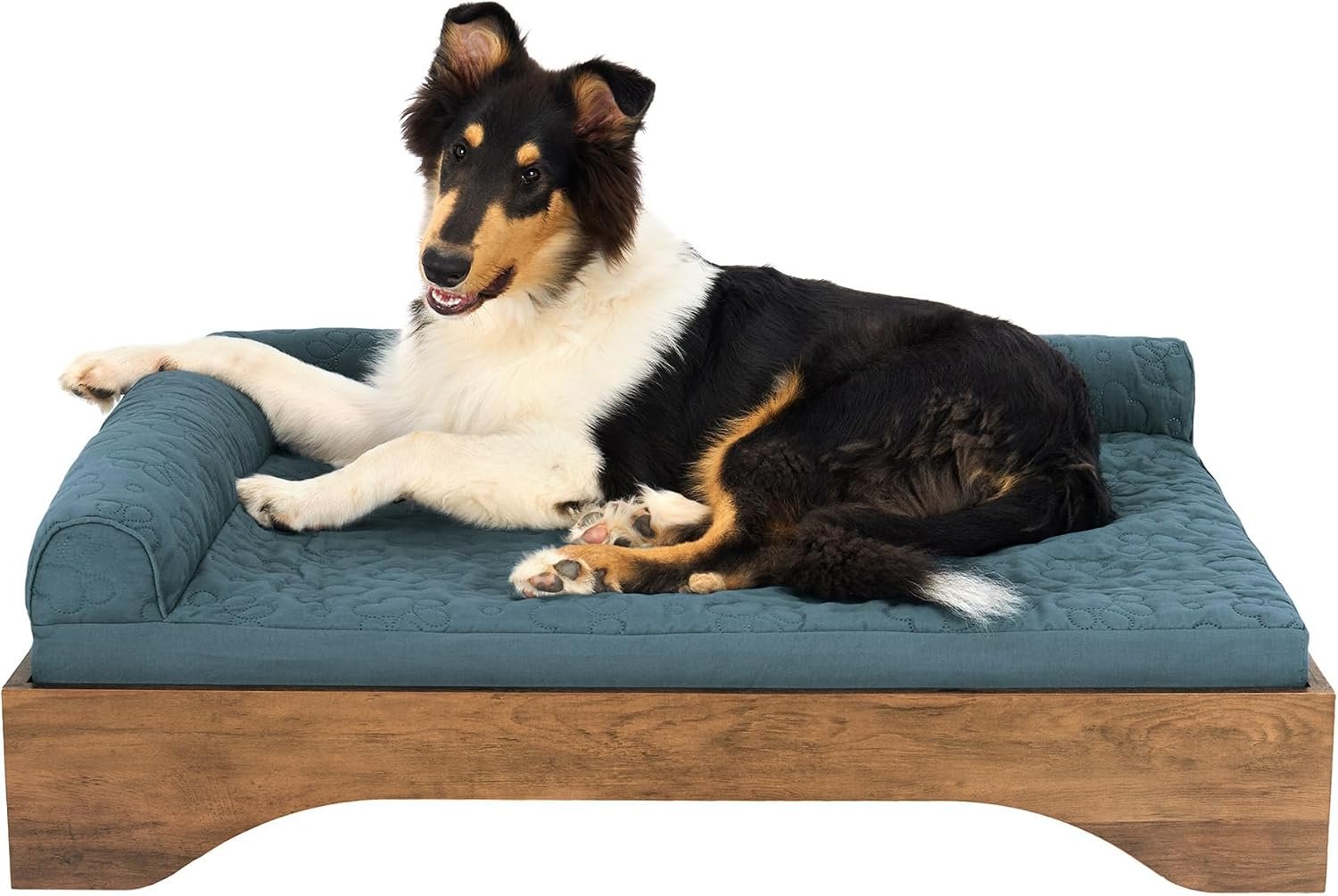 Furhaven Elevated Dog Bed for Large Dogs, Mid-Century Modern Style with Flexible Slats & Non-Slip Pads for Comfort & Airflow, Easy Assembly, Raised Pet Bed, Large, Dark Brown
