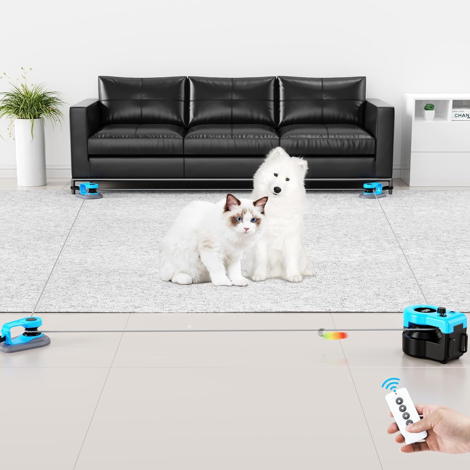 Interactive Cat Toy for Indoor Cats with Remote-Sky Blue | Auto DIY Interactive Cat Toys, Chase Toy, Treadmill, Mouse Hunting,Feather Toy to Exercise for Bored Indoor Cats Kitten Puppy