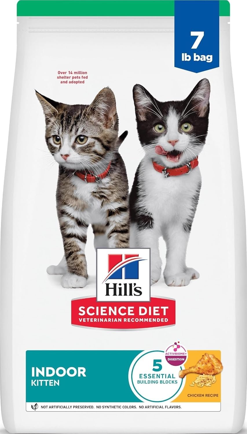 Hill’s Science Diet Kitten Formula Indoor Dry Cat Food | #1 Veterinarian Recommended, Chicken Recipe, 7 lb. Bag