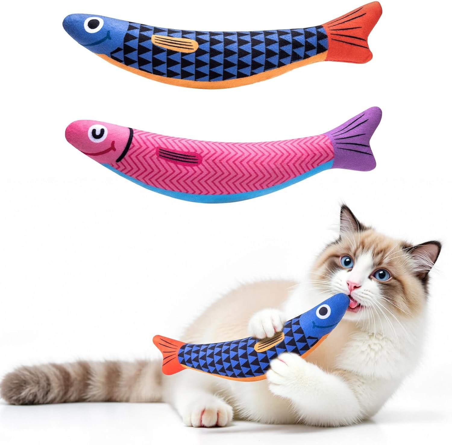 PetBusy Cat Toys with [5000 mg A+Natural Catnip & Silvervine] Kicker Fun | [Crinkle &Bell] [Baby Grade] Soft Interactive Cat Toy for Indoor Cats & Kittens All Breeds for Kicking, Chewing &Cuddling