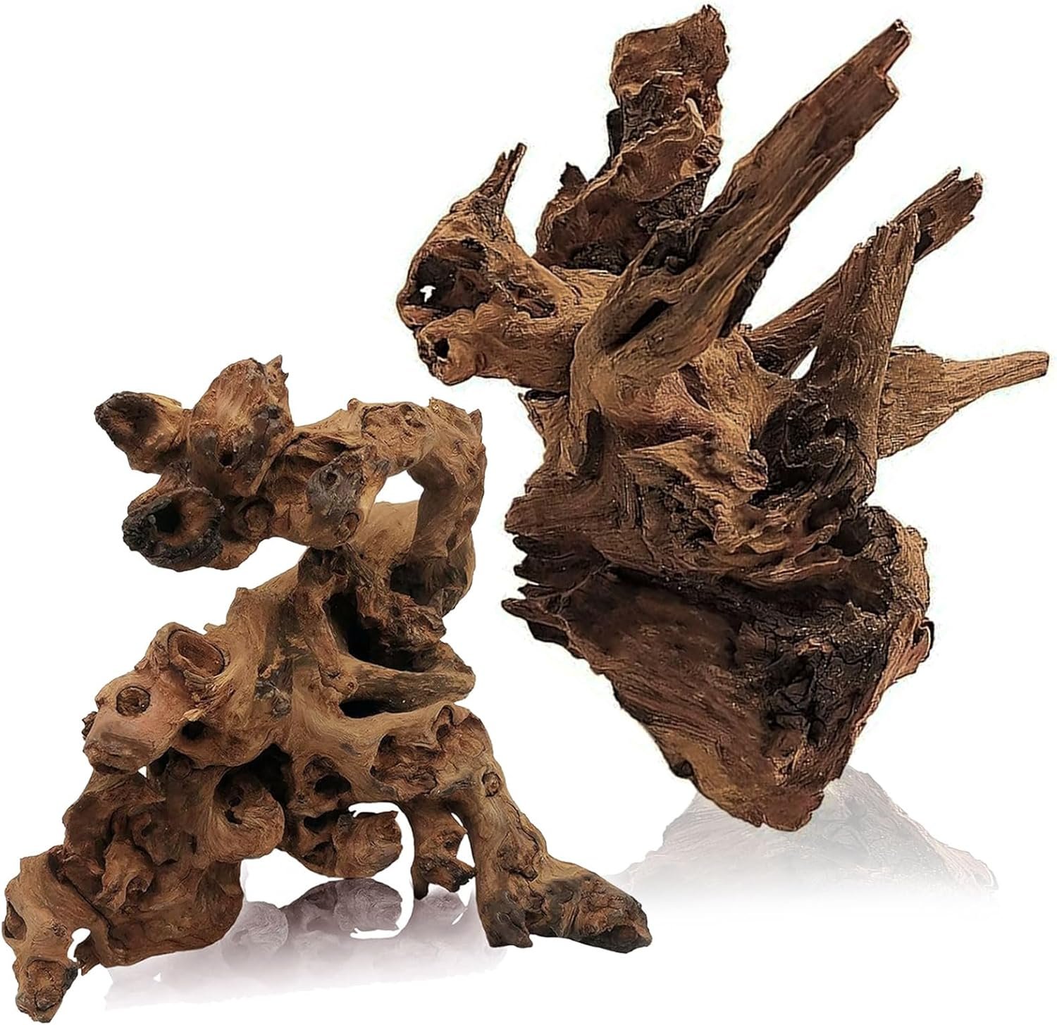 Tfwadmx Aquarium Natural Driftwood Decor Wood Branches, 2 Pieces 8.5-12″ Fish Tank Driftwood Decoration, Terrarium Mopani Wood for Aquarium Freshwater Reptile Tank
