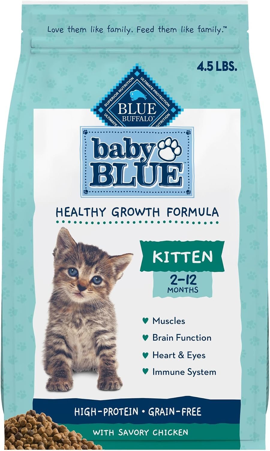 Blue Buffalo Baby Blue Chicken Kitten Dry Cat Food, Grain-Free, 4.5 lb
