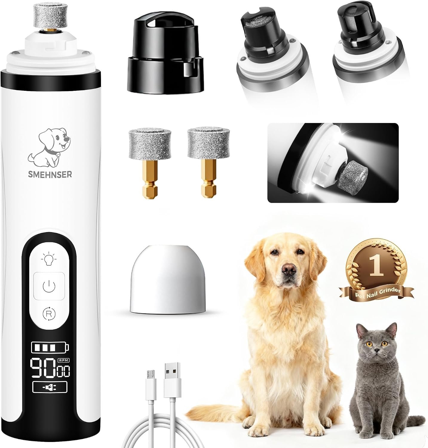 Upgraded Silent Dog Nail Grinder, Cordless Grooming Pro Nail Grinder