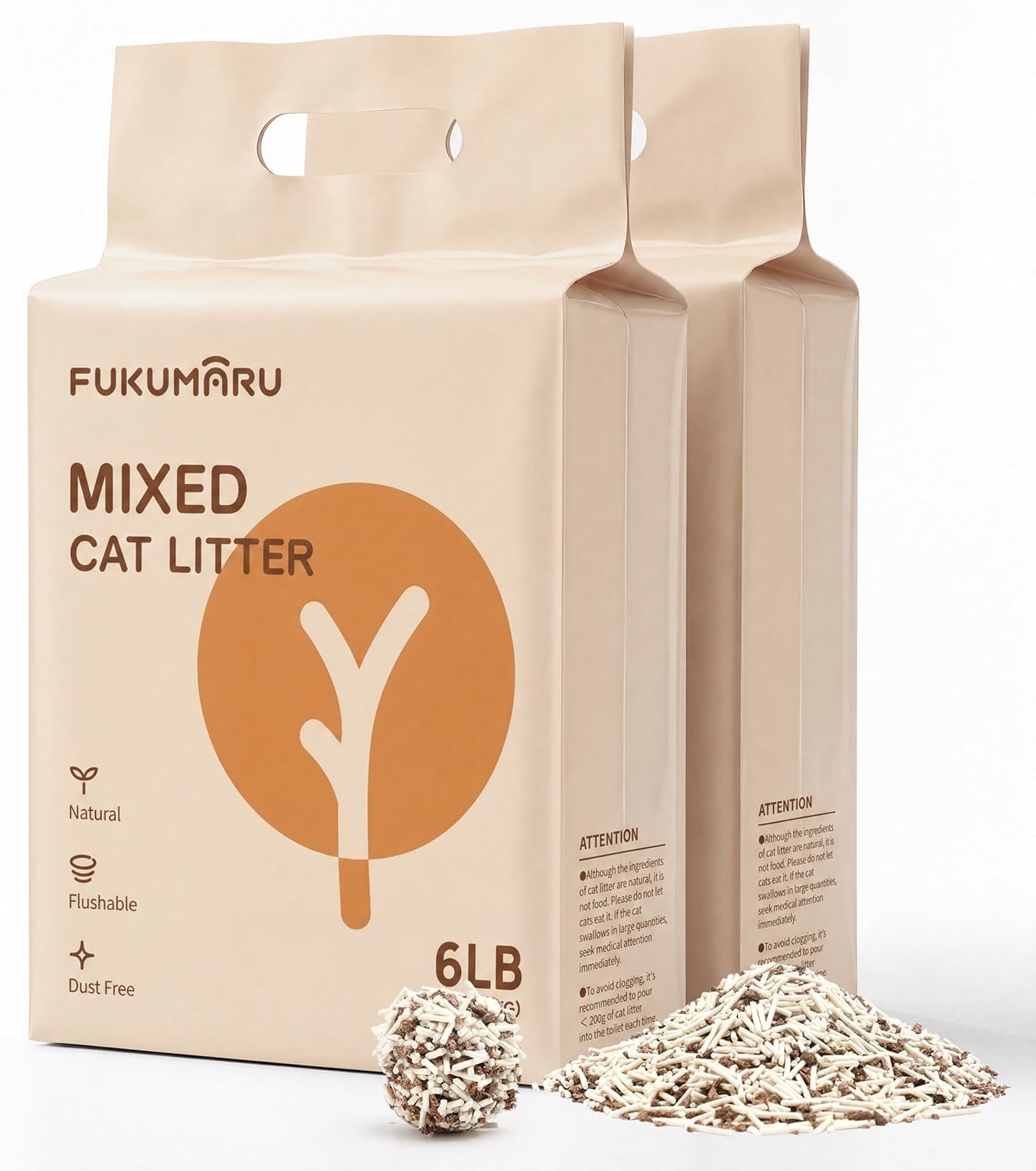 FUKUMARU Tofu Cat Litter, Applewood Blend, Clumping, Odor Control, 12 lb | Applewood Blend, Natural Odor Control, Firm Clumping, Easy Scooping, Low Dust