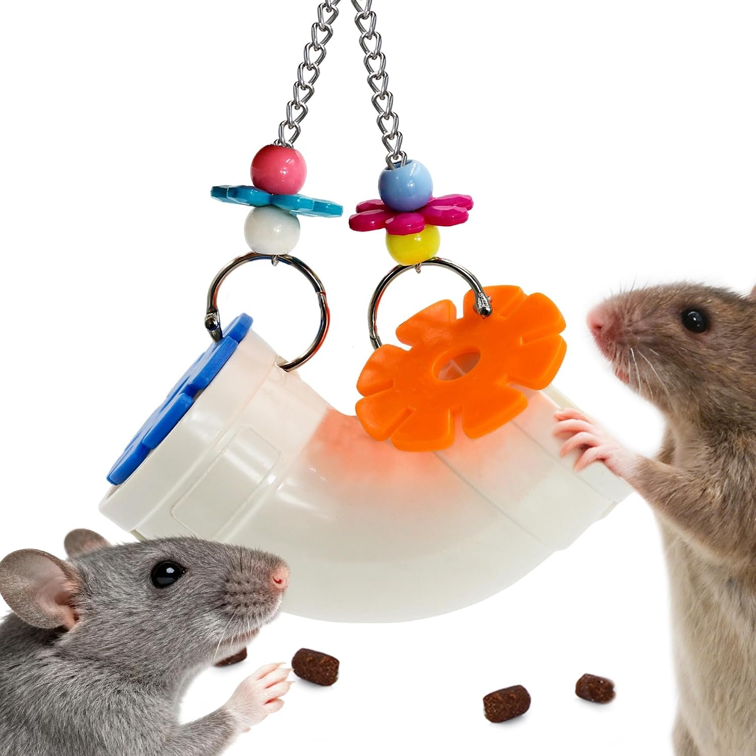 Rat Enrichment Foraging Toy, Wide Opening for More Treats, Easy-Clean | Slow Feeder Hanging Fancy Cage Puzzle Toy for Rats & Mice, Inspires Foraging Instincts to Relieve Boredom and Keep Healthy
