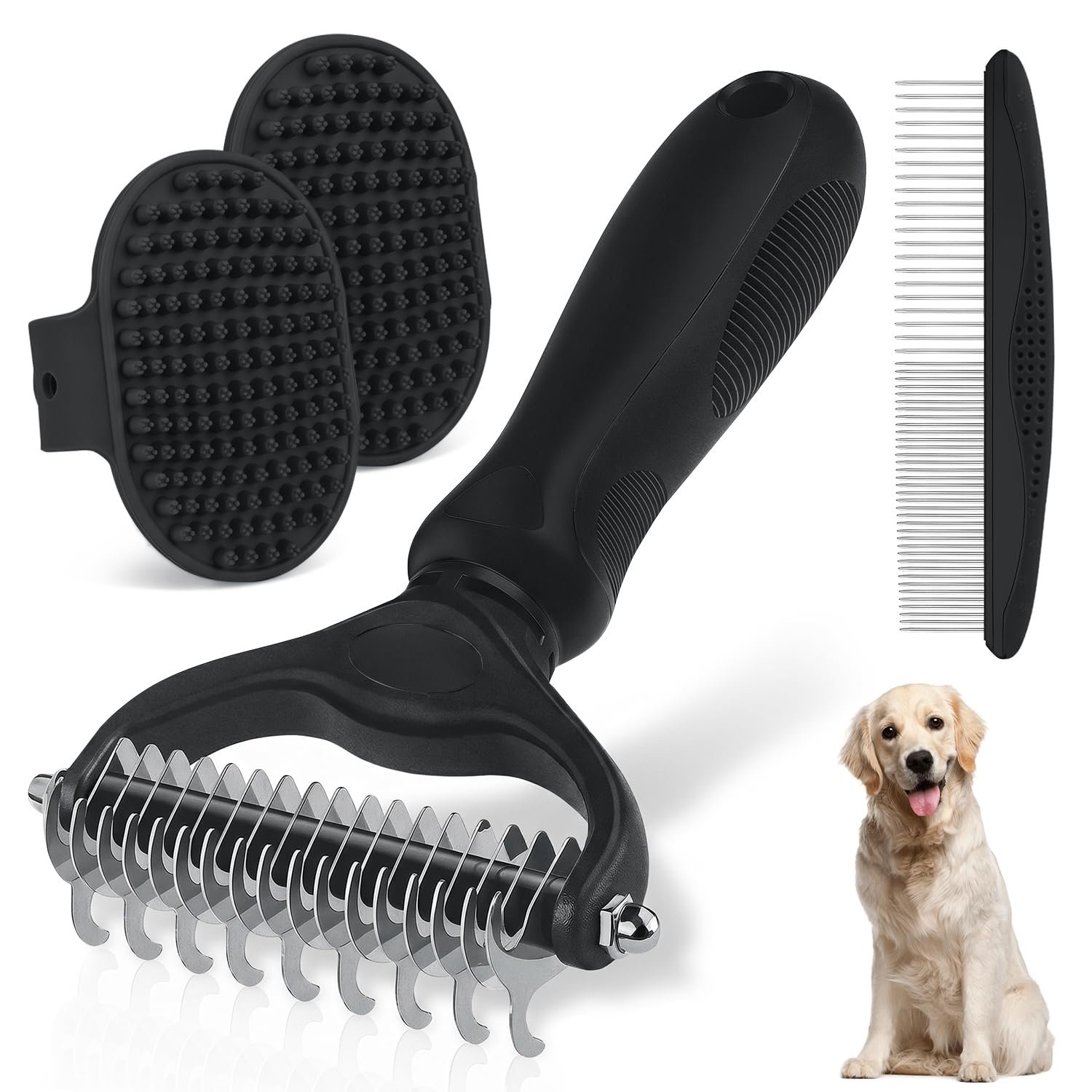 Double‑Sided Undercoat Rake, Deshedding Dematting Tools for Dogs and Cats