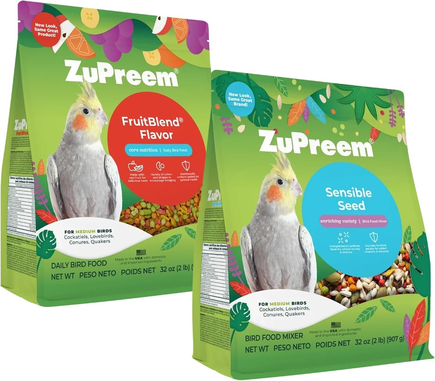 ZuPreem FruitBlend & Sensible Seed Medium Bird Bundle, 2 lb Each