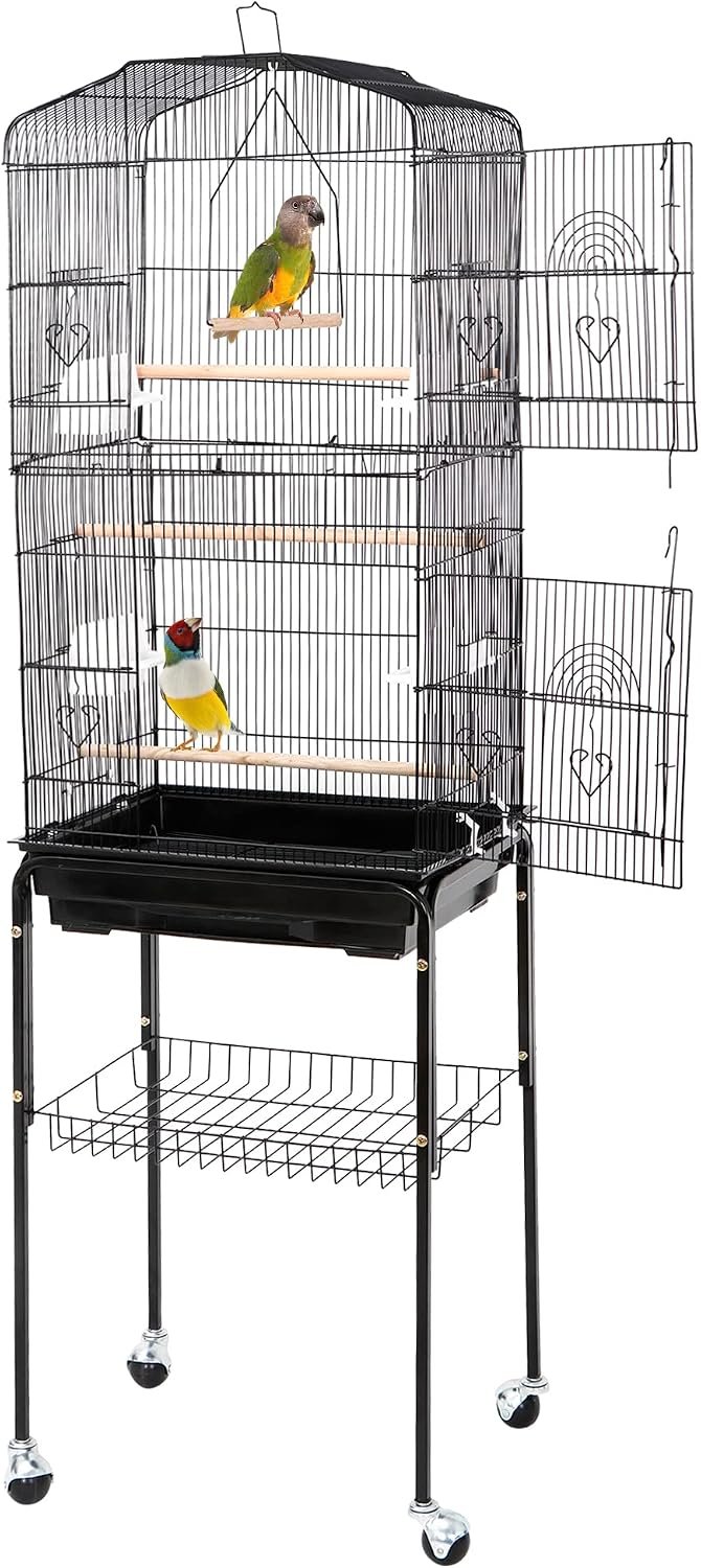 ZENY 63.4 Inch Bird Cage, Rolling Wrought Iron Parrot Cage