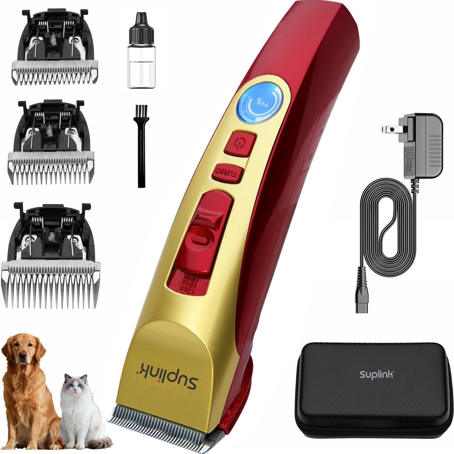 Professional Heavy Duty 2 Speed Dog Grooming Clippers, 4 Blades(1/3/6/9mm)