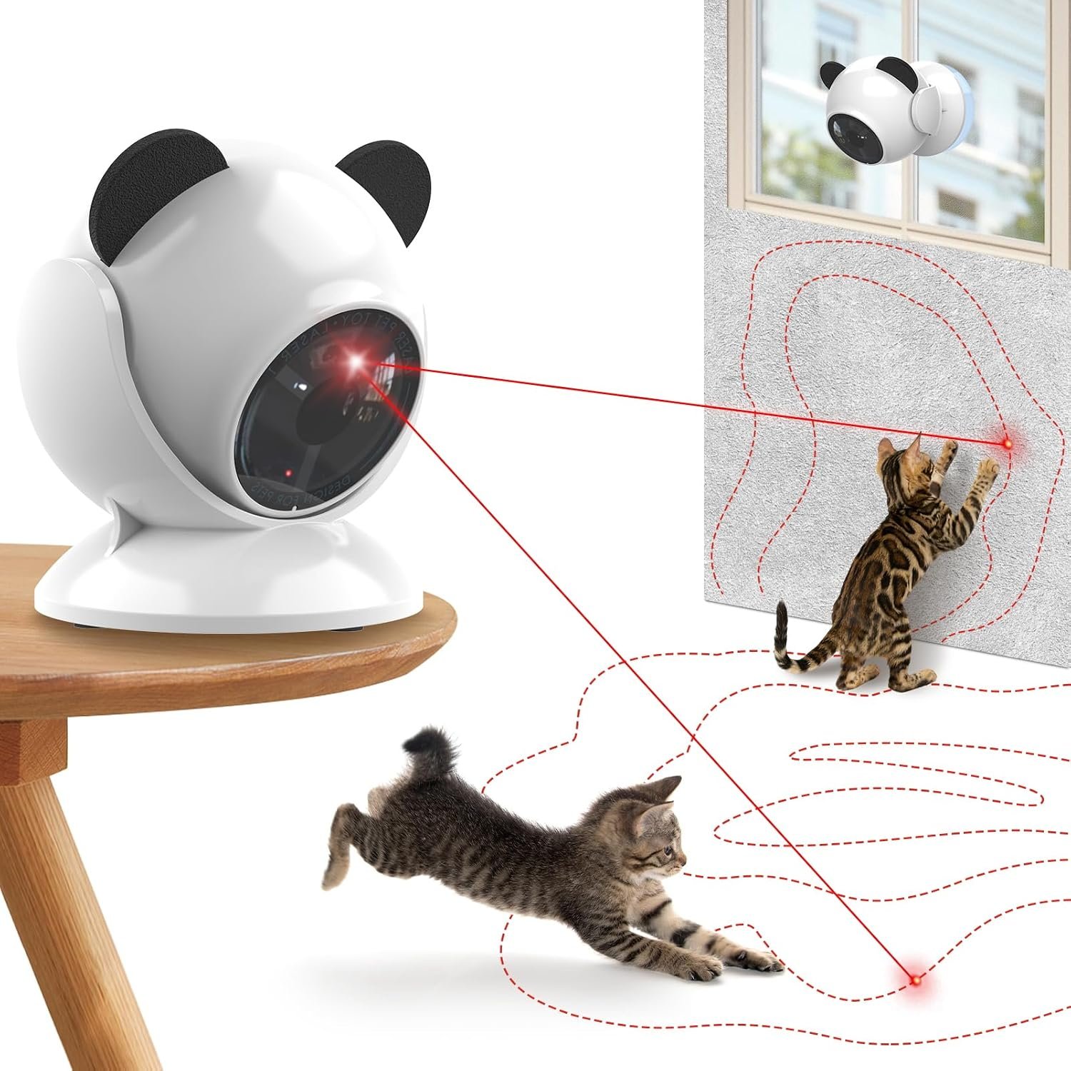 Sofolor Laser Cat Toys for Indoor Cats, Automatic Cat Laser Toy with Random Trajectory, Suction Cup Design, Run Quiet, USB Rechargeable