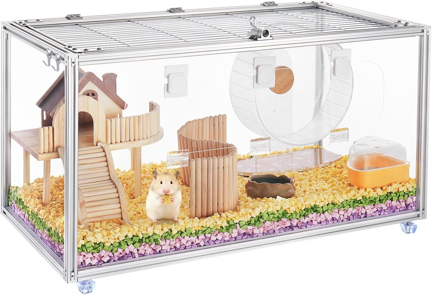 BESNEW Chewproof T Slot 2020 Aluminum Profile Hamster Cage,Large Hamster Cages,Top & Front Openable,Standard Aluminum Profiles for DIY Pet Habitats