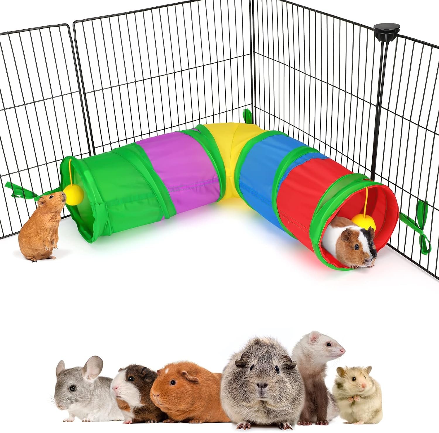 YUEPET Corner Guinea Pig Tunnel, Bunny Tunnel, Small Animal Tubes & Tunnels